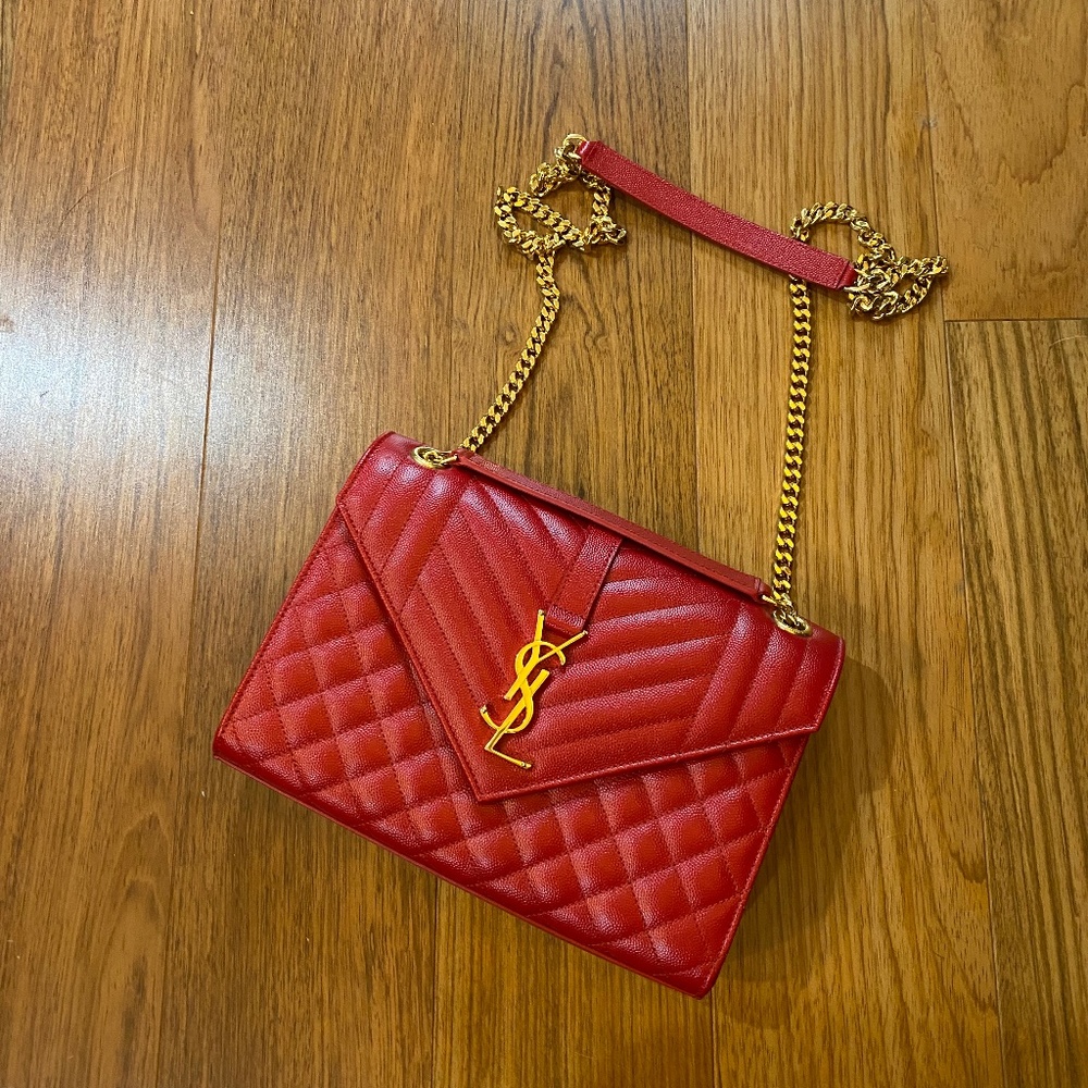 Authentic Red Envelope Medium Saint Laurent Chain Bag